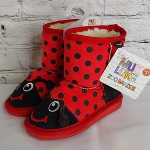 'MUK~LUKS' 'ZOO~BABIES' FUZZY LINED LADYBUG SLIP~ON BOOTS